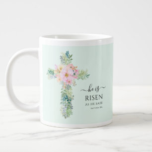 Er ist Risen Greenery Watercolor Cross Oster Jumbo-Tasse