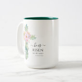 Er ist Risen Greenery Watercolor Cross Oster Tasse (Vorderseite Links)