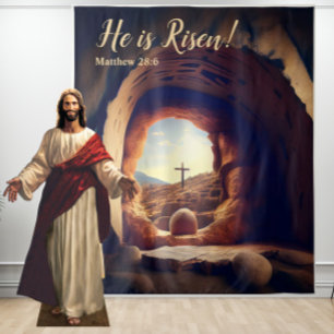 Er ist Risen! Jesus auferstand leeres Grab Wandteppich