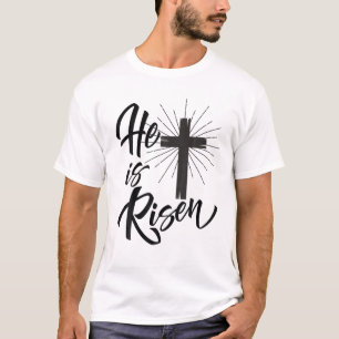 Er ist Risen Jesus Cross Vintag glücklichen Ostern T-Shirt