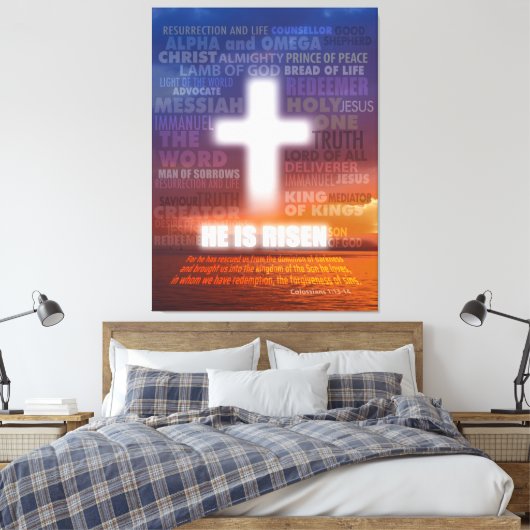 Er ist Risen Leinwanddruck (Insitu (Schlafzimmer))