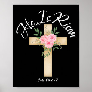 Er ist Risen Luke 24 6 7 Oster Cross Wasserfarbe R Poster