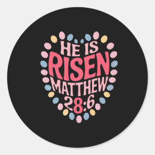 Er ist Risen Matthew 286 Boho Floral Christlich Bi Runder Aufkleber