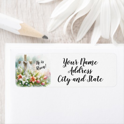 Er ist Risen Oaster Cross mit Lilies und Tulips (Insitu)