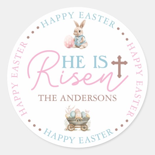 Er ist Risen Pink & Blue Sticker (Vorderseite)