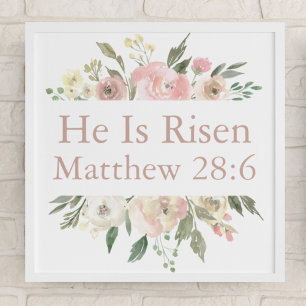 Er ist Risen Pink Schöne florale Religiöse Oster Poster