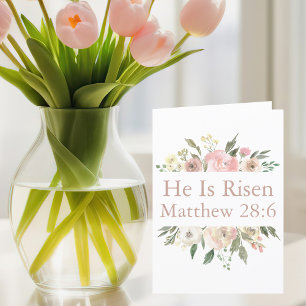 Er ist Risen Pink Schöne florale Religiöse Ostern Feiertagskarte