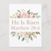 Er ist Risen Pink Schöne florale Religiöse Ostern Postkarte (Vorderseite)