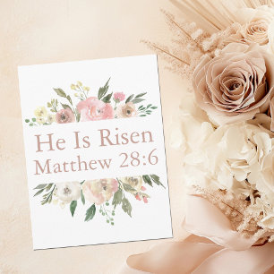 Er ist Risen Pink Schöne florale Religiöse Ostern Postkarte
