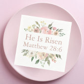 Er ist Risen Pink Schöne florale Religiöse Ostern Serviette