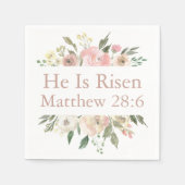 Er ist Risen Pink Schöne florale Religiöse Ostern Serviette (Vorderseite)