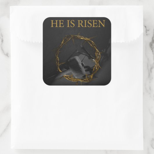 Er ist Risen Quadratischer Aufkleber (Tasche)