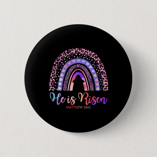 Er ist Risen Rainbow Happy Oaster White Christlich Button (Vorderseite)