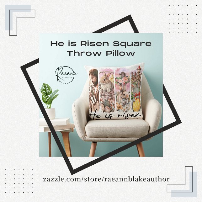 Er ist Risen Square Throw Kissen (Von Creator hochgeladen)