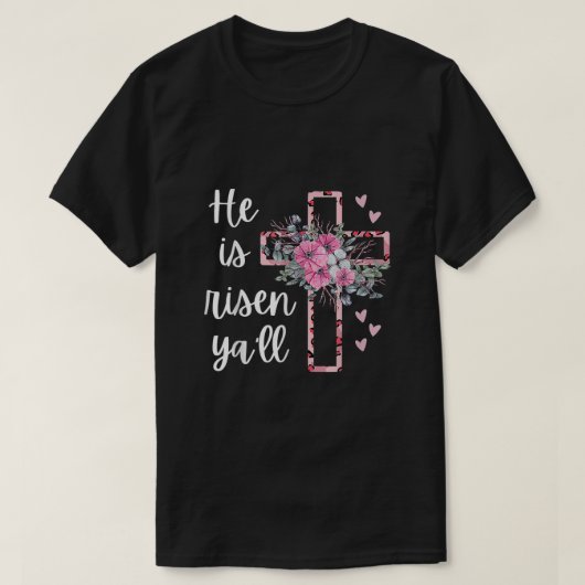 Er ist Risen Yall Cheetah Cross Christlich Faith H T-Shirt (Design vorne)