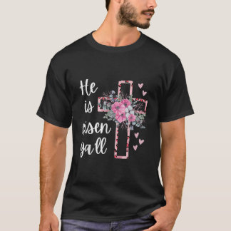 Er ist Risen Yall Cheetah Cross Christlich Faith H T-Shirt
