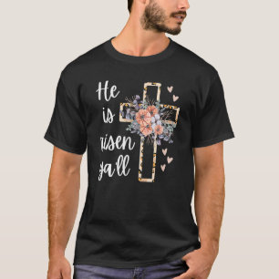 Er ist Risen Ya'll Cheetah Cross Christlichen Glau T-Shirt