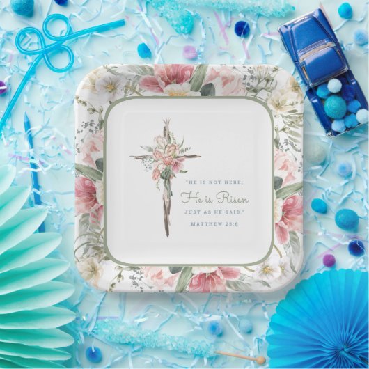 Er ist Risent Spring Blumenkreuz Teller (Party)