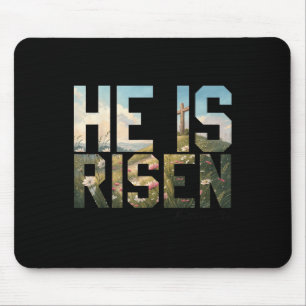Er ist riskiert Wildblume kreuzen Jesus Christlich Mousepad