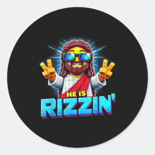 Er ist Rizzen Jesus hat Rizzen Retro Christlichen Runder Aufkleber