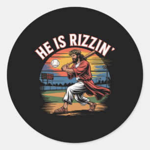 Er ist Rizzen OsterJesus Rette Shirt Religiöse Ch Runder Aufkleber