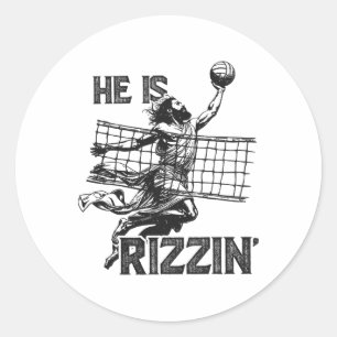 Er ist Rizzin Funny Jesus, der Volleyball-Spieler  Runder Aufkleber