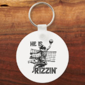 Er ist Rizzin Funny Jesus, der Volleyball-Spieler  Schlüsselanhänger (Vorderseite)