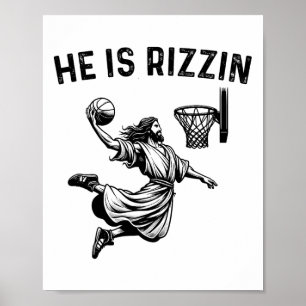 Er ist Rizzin Jesus Bysketbyll Christlich Religiös Poster