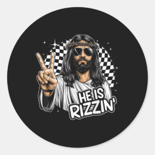 Er ist Rizzin Jesus Christliche lustige Osterfeier Runder Aufkleber