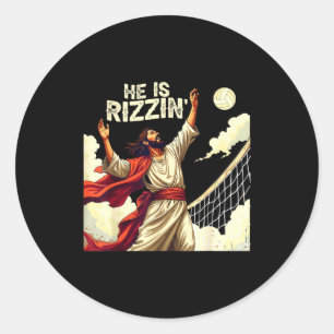 Er ist Rizzin Jesus Meme Zitat T-Shirt Lustig Voll Runder Aufkleber