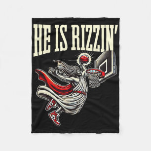 Er ist rizzin lustig Jesus Skelett Meme Fleecedecke