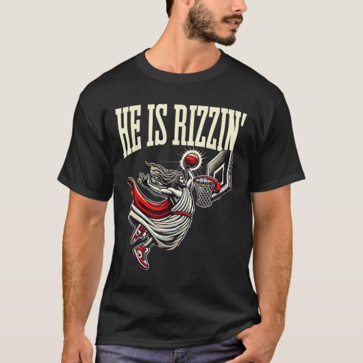Er ist Rizzin lustigen Jesus Bysketll Meme T-Shirt (Vorderseite)