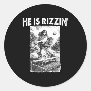 Er ist Rizzin Lustiger Jesus Pickleball Meme Chris Runder Aufkleber