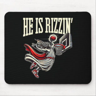 Er ist rizzin lustiger Jesus-Skelett-Meme Mousepad