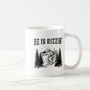 Er ist rizzin lustiger Jesus Skifahren christliche Kaffeetasse