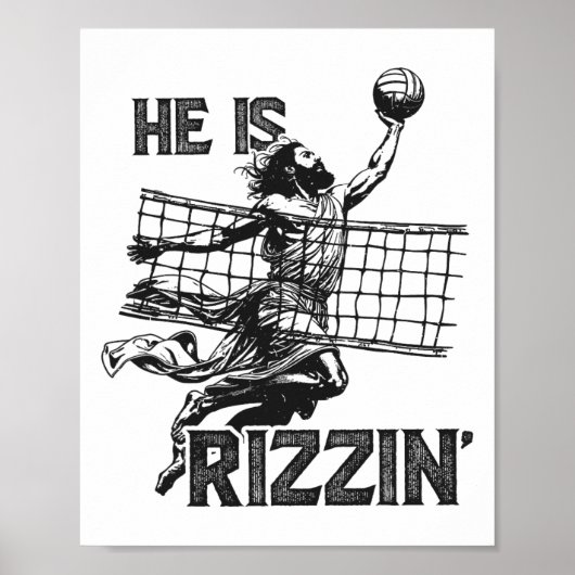 Er ist Rizzin lustiger Jesus Volleyballspieler Poster (Vorne)