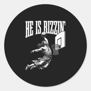 Er ist Rizzin lustiger Oster-Rizz-Meme-Sketll  Runder Aufkleber