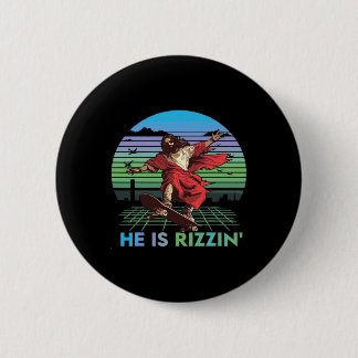 Er ist rizzin lustiger Ostertag Jesus fährt Skateb Button