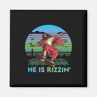 Er ist rizzin lustiger Ostertag Jesus fährt Skateb Magnet
