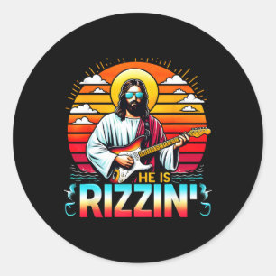 Er ist Rizzin Ostern Christlicher Jesus Lustiger J Runder Aufkleber