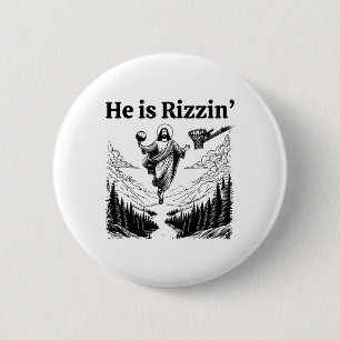Er ist Rizzin Retro Ostern Jesus Basketball Christ Button