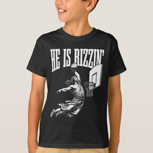 Er ist Rizzin Spaß Jesus Basketball Meme T-Shirt (Vorderseite)