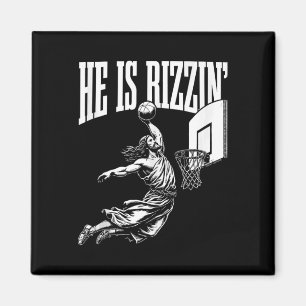 Er ist Rizzin Spaß Jesus Basketball Meme Tank Top Magnet