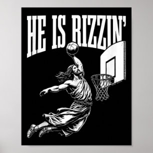 Er ist Rizzin Spaß Jesus Basketball Meme Tank Top Poster