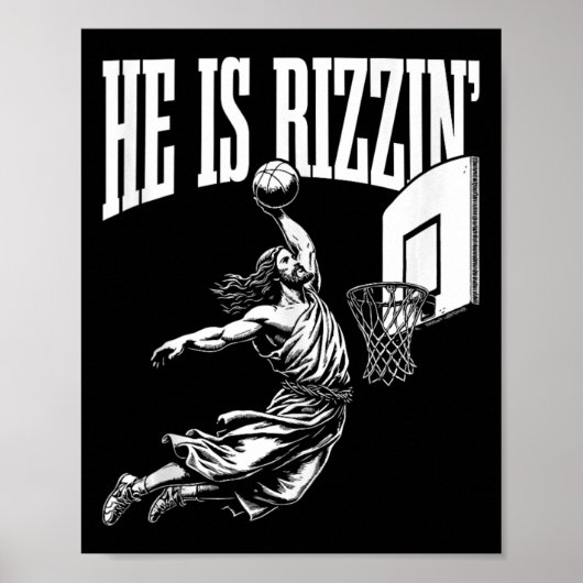 Er ist Rizzin Spaß Jesus Basketball Meme Tank Top Poster (Vorne)