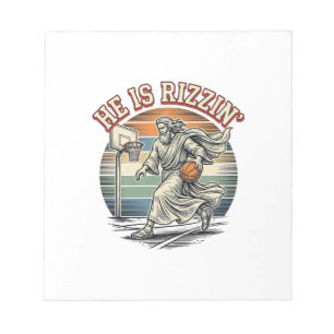 Er ist Rizzin Vintage Basketball Religiöses Shirt Notizblock