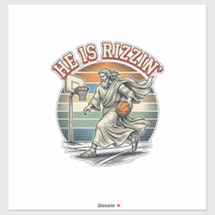Er ist Rizzin Vintage Basketball Religiöses T-Shir Aufkleber