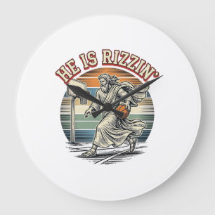 Er ist Rizzin Vintage Basketball Religiöses T-Shir Große Wanduhr