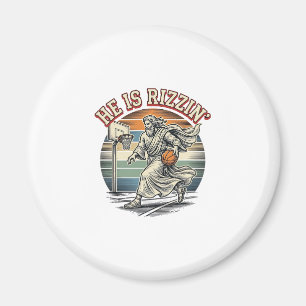 Er ist Rizzin Vintage Basketball religiöses T-Shir Magnet