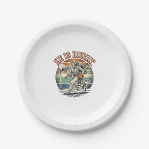Er ist Rizzin Vintage Basketball religiöses T-Shir Pappteller